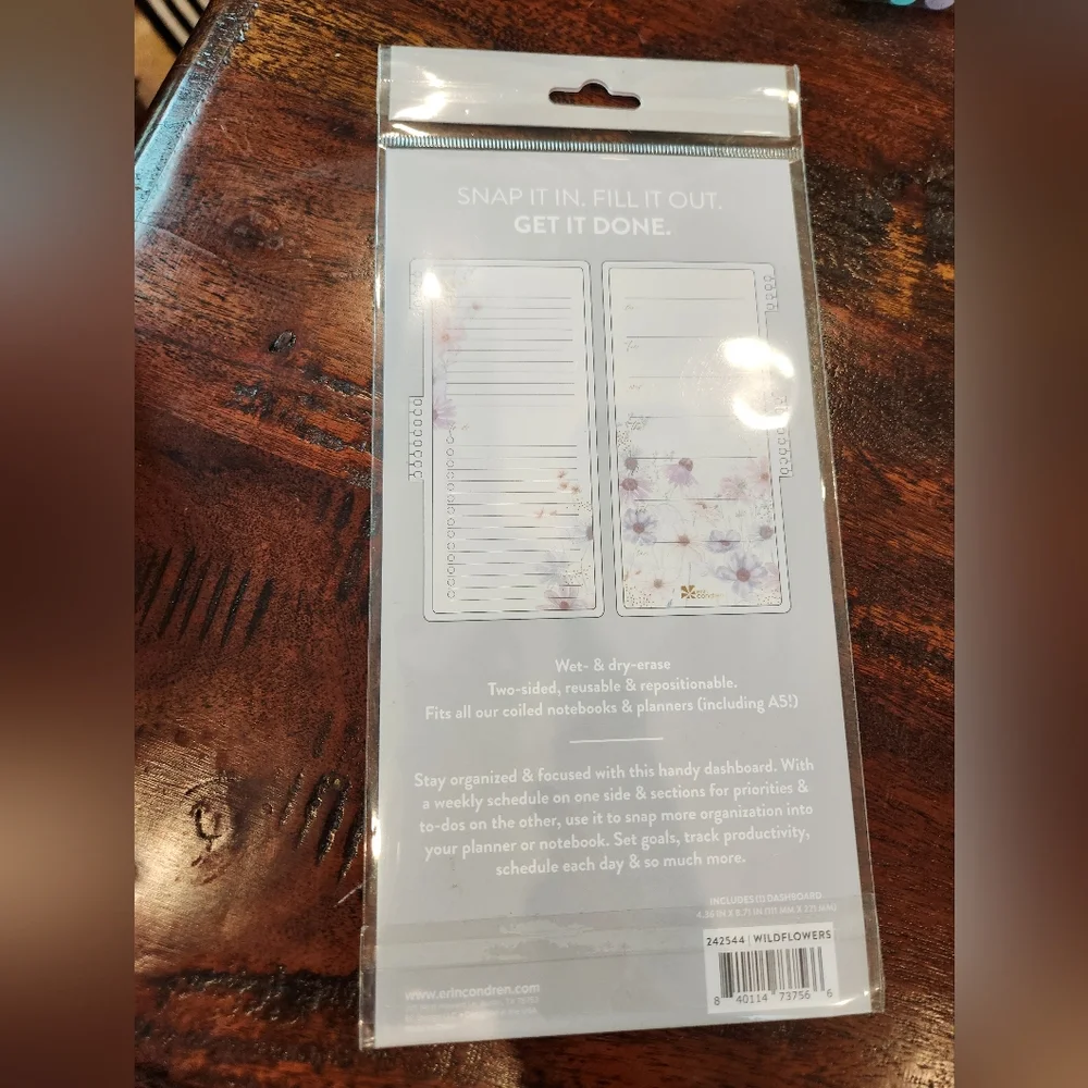 Erin Condren Wildflowers Universal Snap-In Dashboard